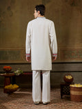 Festive White Sequins Work Rayon Navratri Wear Men’s Kurta