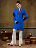 Charming Blue Embroidered Rayon Navratri Wear Men’s Kurta