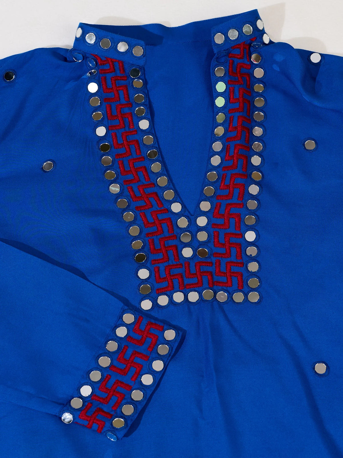 Charming Blue Embroidered Rayon Navratri Wear Men’s Kurta