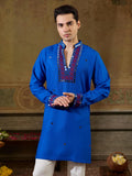Charming Blue Embroidered Rayon Navratri Wear Men’s Kurta