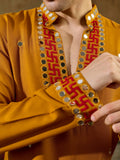 Bewitching Mustard Yellow Sequins Work Rayon Navratri Wear Men’s Kurta