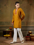 Bewitching Mustard Yellow Sequins Work Rayon Navratri Wear Men’s Kurta