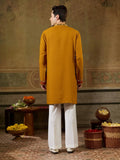 Bewitching Mustard Yellow Sequins Work Rayon Navratri Wear Men’s Kurta