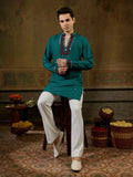 Lovable Teal Green Embroidered Rayon Navratri Wear Men’s Kurta
