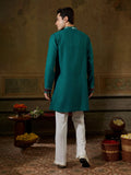 Lovable Teal Green Embroidered Rayon Navratri Wear Men’s Kurta
