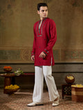 Dashing Red Sequins Work Rayon Navratri Wear Men’s Kurta