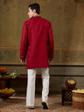 Dashing Red Sequins Work Rayon Navratri Wear Men’s Kurta