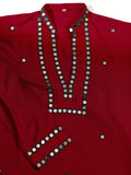 Dashing Red Sequins Work Rayon Navratri Wear Men’s Kurta