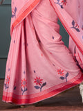 Glamorous Pink Weaving Linen Event Wear Saree With Blouse