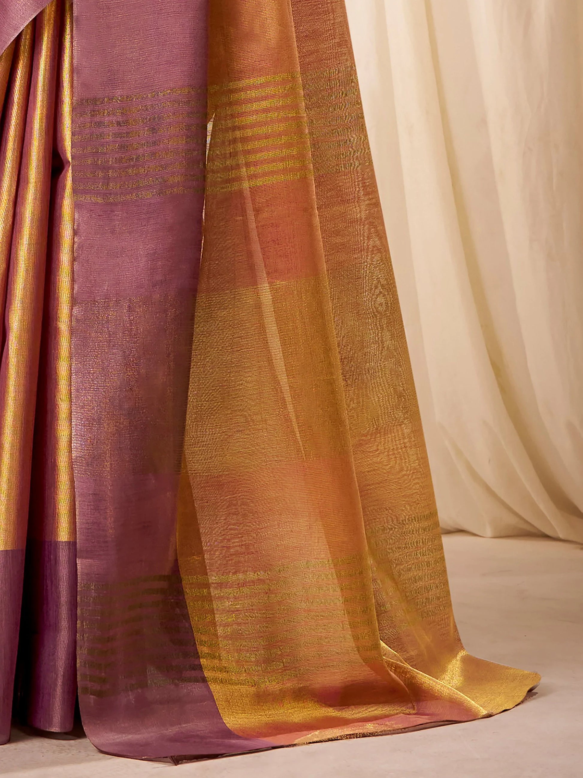 Stylish Purple Zari Weaving Tissue Wedding Wear Saree With Blouse