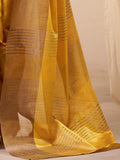 Spectacular Yellow Zari Weaving Tissue Haldi Wear Saree With Blouse