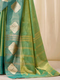 Striking Green Zari Weaving Tissue Festive Wear Saree With Blouse
