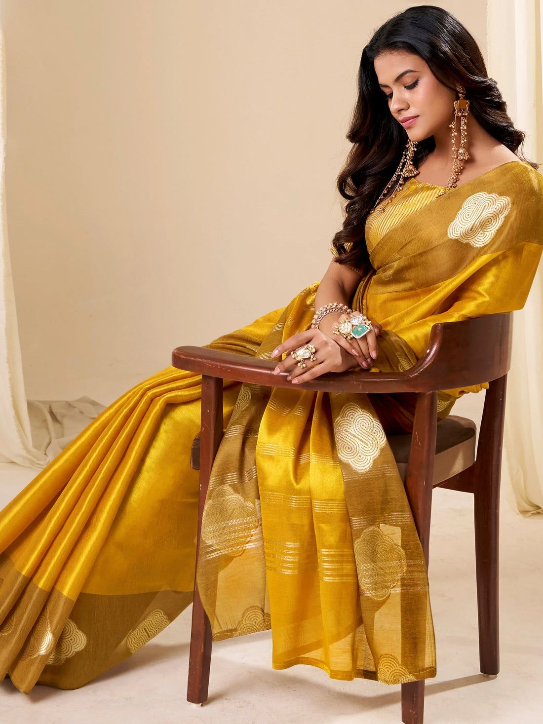 Phenomenal Yellow Zari Weaving Tissue Haldi Wear Saree With Blouse