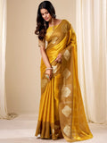 Phenomenal Yellow Zari Weaving Tissue Haldi Wear Saree With Blouse