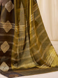 Splendid Olive Green Zari Weaving Tissue Evening Wear Saree With Blouse