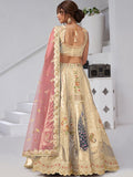 Majestic Beige Sequins Embroidery Banarasi Silk Lehenga Choli With Dupatta