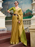 Glamorous Light Green Zari Weaving Silk Festival Wear Saree With Blouse