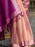 Charming Pink Zari Weaving Silk Festival Wear Saree With Blouse