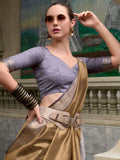 Stunning Brown Zari Weaving Silk Festival Wear Saree With Blouse