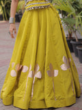 Gorgeous Parrot Green Kutchi Work Silk Navratri Wear Lehenga Choli