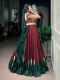 Royal Maroon Gamthi Work Chinon Navratri Wear Lehenga Choli