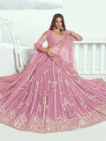 Pretty Pink Thread Embroidery Engagement Wear Lehenga Choli