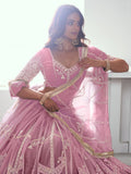 Pretty Pink Thread Embroidery Engagement Wear Lehenga Choli