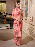Magnificent Orange Digital Printed Georgette Casual Wear Saree With Blouse
