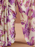 Captivating Purple Printed Satin Casual Wear Saree With Blouse