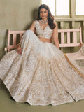 Amazing Off-White Embroidered Net Wedding Wear Lehenga Choli
