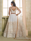 Amazing Off-White Embroidered Net Wedding Wear Lehenga Choli