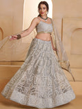 Spectacular Light Grey Sequins Net Bridesmaid Lehenga Choli