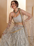 Spectacular Light Grey Sequins Net Bridesmaid Lehenga Choli