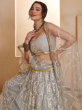 Spectacular Light Grey Sequins Net Bridesmaid Lehenga Choli