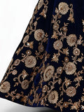 Beautiful Navy Blue Colored Party Wear Designer Embroidered Velvet Lehenga Choli