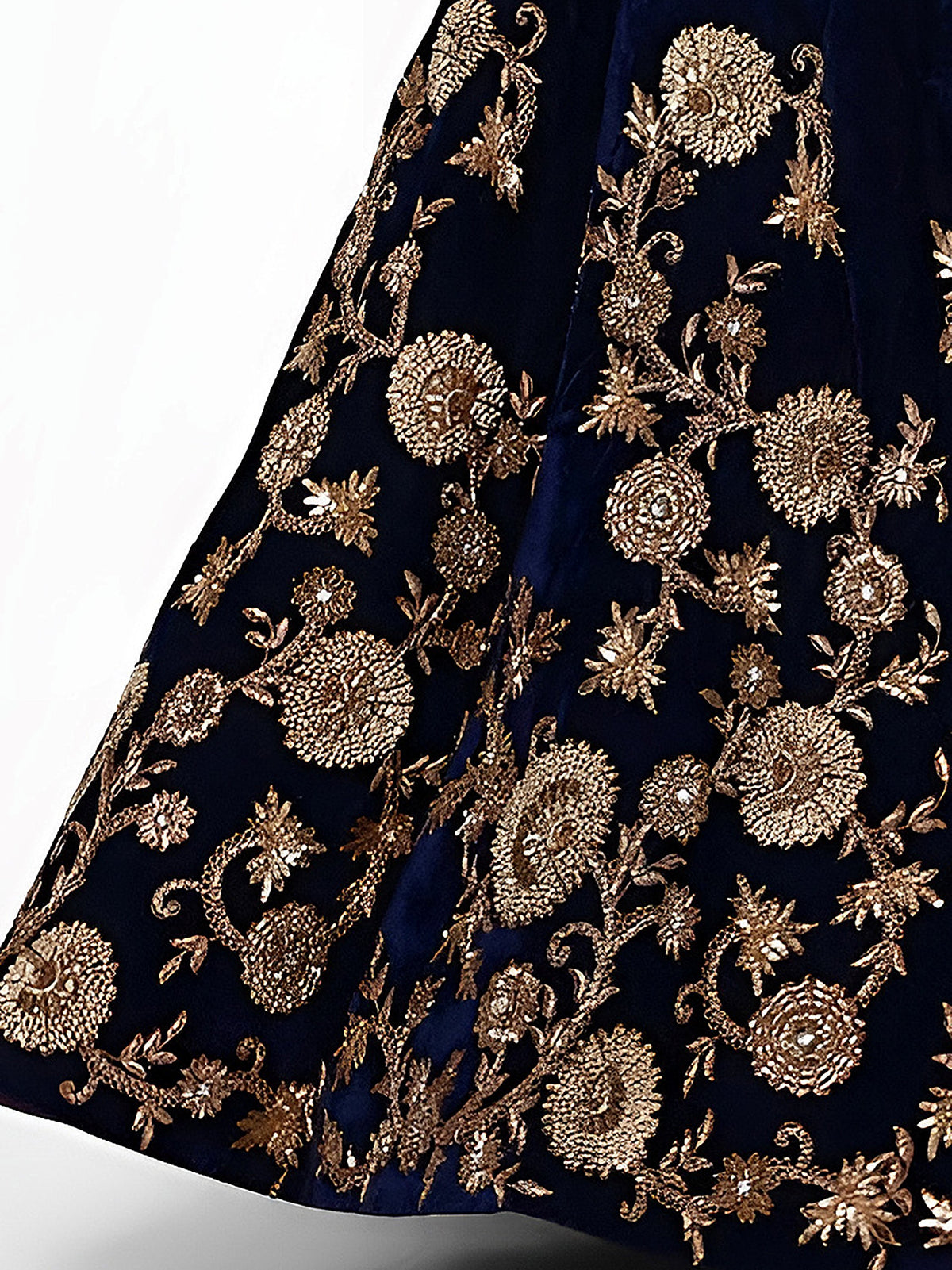 Beautiful Navy Blue Colored Party Wear Designer Embroidered Velvet Lehenga Choli