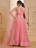 Lavish Pink Thread Work Net Reception Wear Lehenga Choli