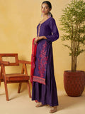 Fashionable Purple Sequins Work Organza Festival Wear Palazzo Suit