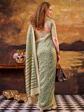 Incredible Green Digital Printed Tussar Silk Casual Wear Saree With Blouse