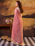 Precious Pink Digital Printed Silk Daily Wear Saree With Blouse
