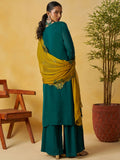 Charismatic Green Thread Embroidery Organza Ethnic Wear Palazzo Suit