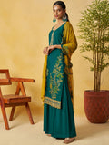 Charismatic Green Thread Embroidery Organza Ethnic Wear Palazzo Suit