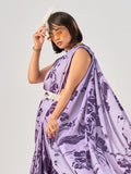 Fabulous Lavender Printed Stain Casual Wear Saree With Blouse