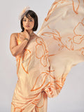 Charming Peach Printed Stain Daily Wear Saree With Blouse