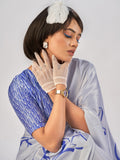 Precious Grey Printed Satin Casual Wear Saree With Blouse