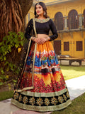 Phenomenal Black Digital Printed Art Silk Party Wear Lehenga Choli With Dupatta