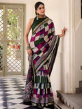 delightful Green Digital Printed Polyester Office Wear Saree With Blouse