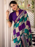 Bewitching Purple Digital Printed Polyester Casual Wear Saree With Blouse