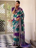 Bewitching Purple Digital Printed Polyester Casual Wear Saree With Blouse
