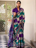 Bewitching Purple Digital Printed Polyester Casual Wear Saree With Blouse